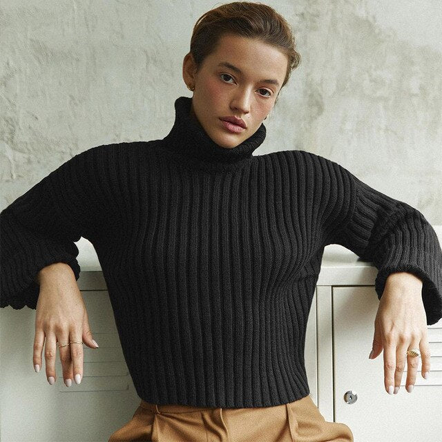 Damen Rollkragen Pullover Elegант