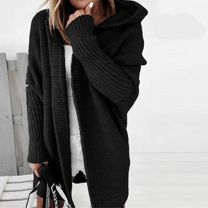 Übergrößen Strickjacke Kapuzenpullover Offen