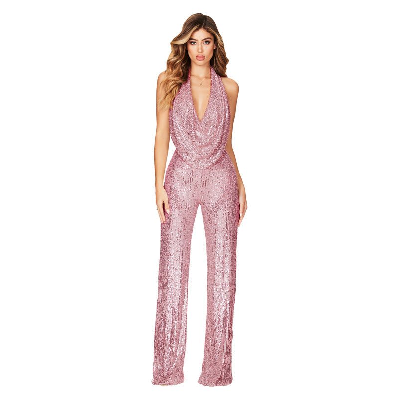 Glitzer-Jumpsuit Neckholder Rückenfrei Glamour