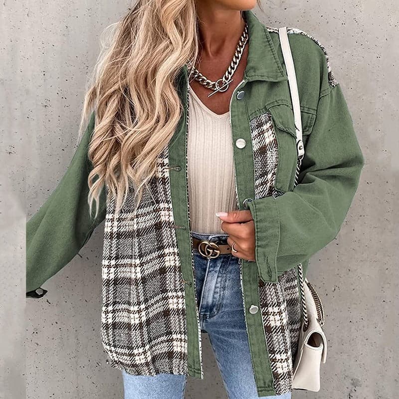 Oversize Shirtjacke Kariert Langärmelig