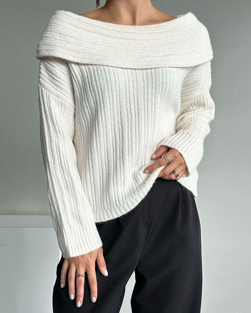 Lässige Strickjacke Schulterfrei Trendy - IdealeKleiden