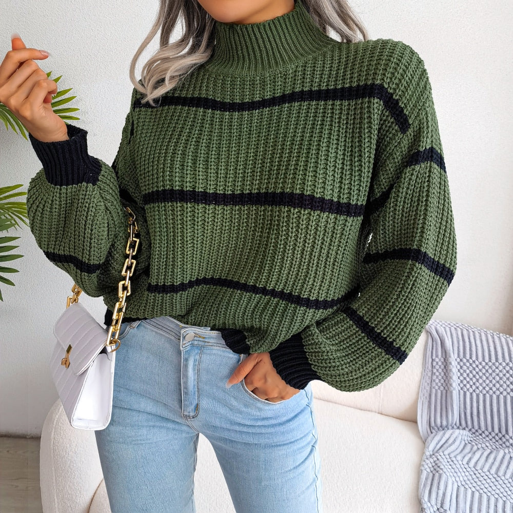 Bequemer Rollkragen Pullover Grobstrick