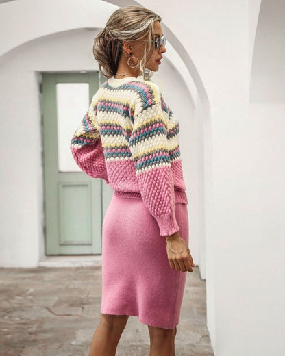 Damen 2-Teiliger Set Pullover und Rock Elegantes Outfit - IdealeKleiden