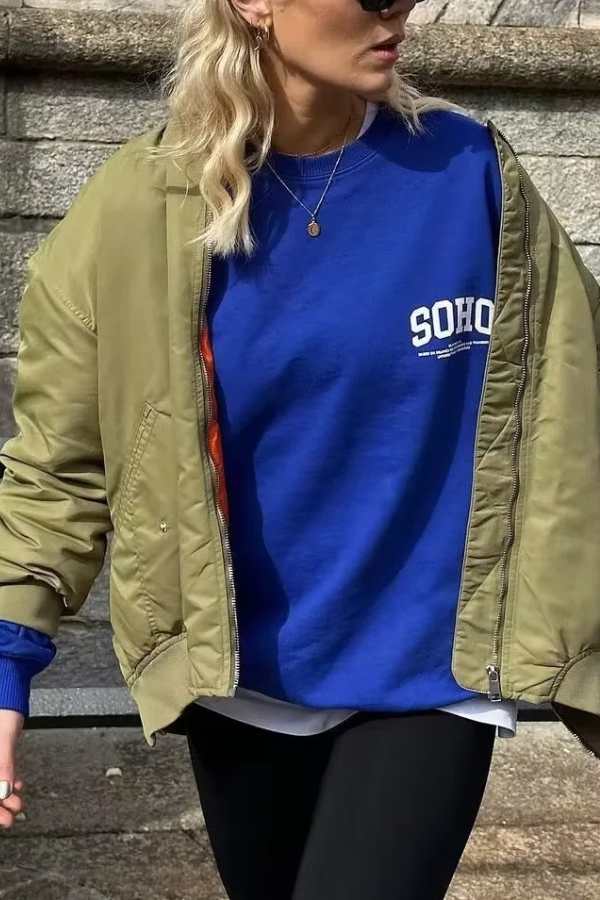 Modische Bikerjacke Oversized Style - IdealeKleiden