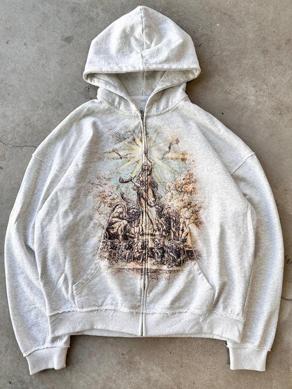 Weiße Oversized Hoodie mit Logo Druck - IdealeKleiden