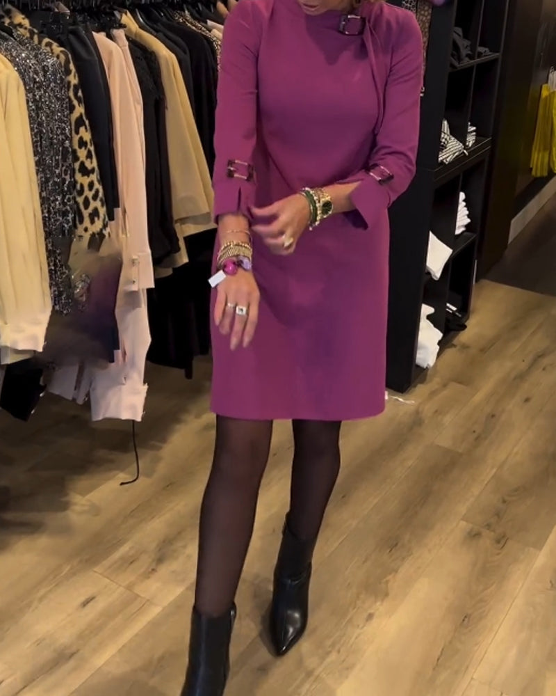 Elegantes Sommerkleid Rundhals Ausschnitt - IdealeKleiden