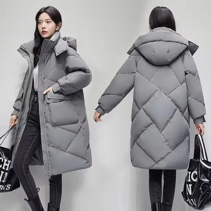 Lange Damen Winterjacke Warm Puffer - IdealeKleiden