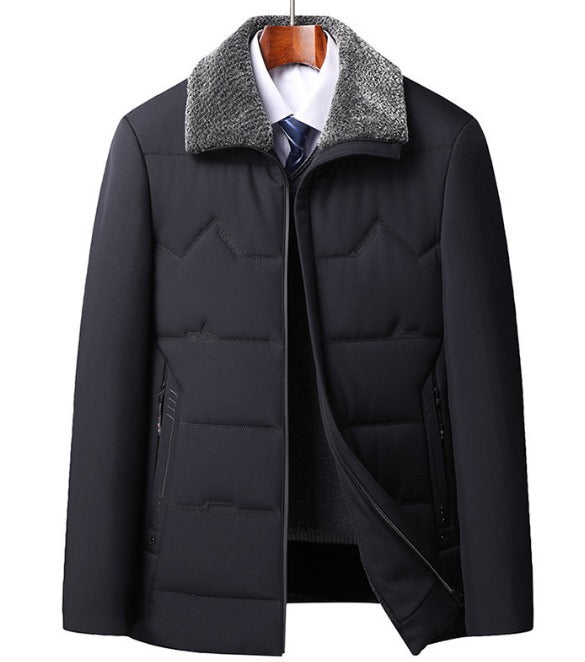 Elijah - Schwarzer Winterparka Dickes Futter - IdealeKleiden