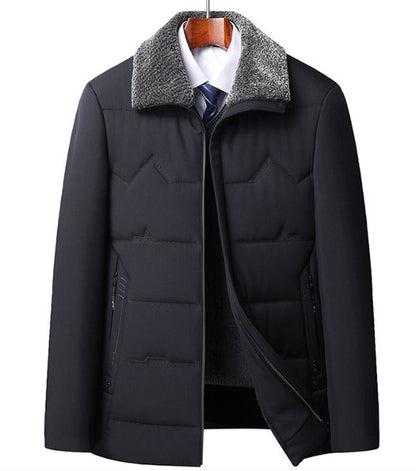Elijah - Schwarzer Winterparka Dickes Futter - IdealeKleiden