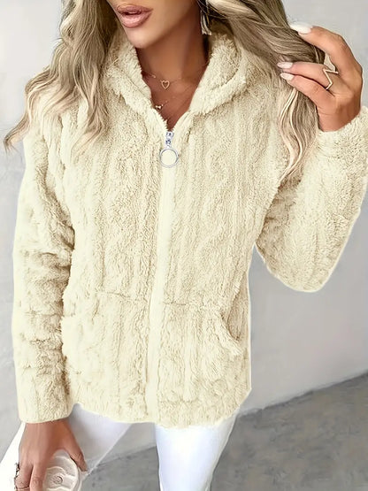 Klassischer Langarm Pullover mit Kapuze und Reißverschluss