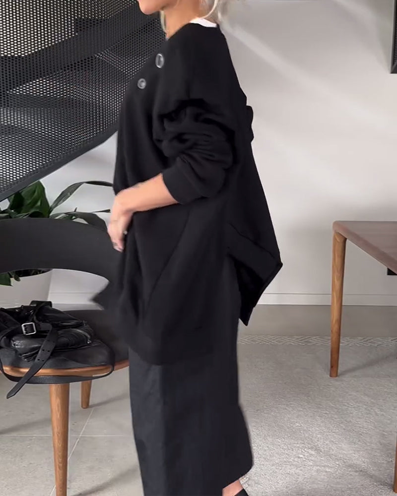 Klassisches Sweatshirt Rundhals Unifarben - IdealeKleiden