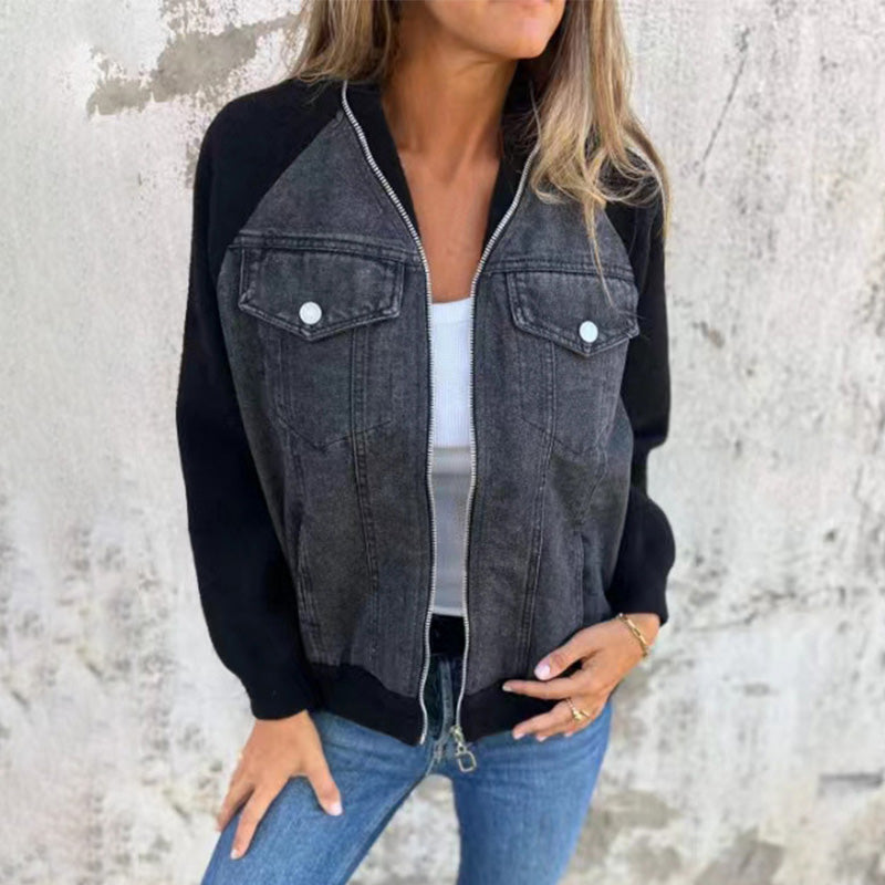 Modische Damen Jeansjacke Klassisch Lässig