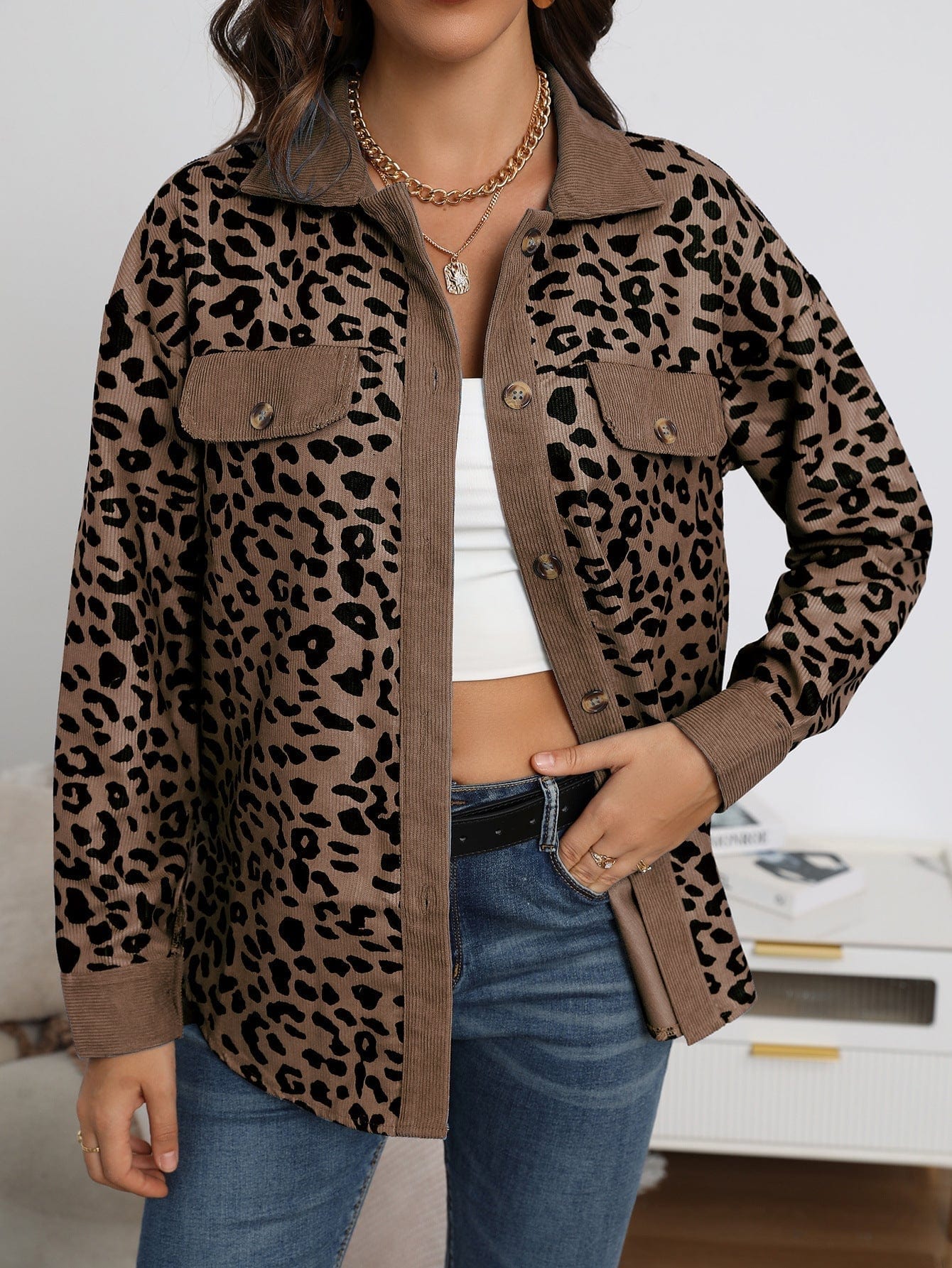 Leopard Jacke Damen Frühjahr Trendy Premium