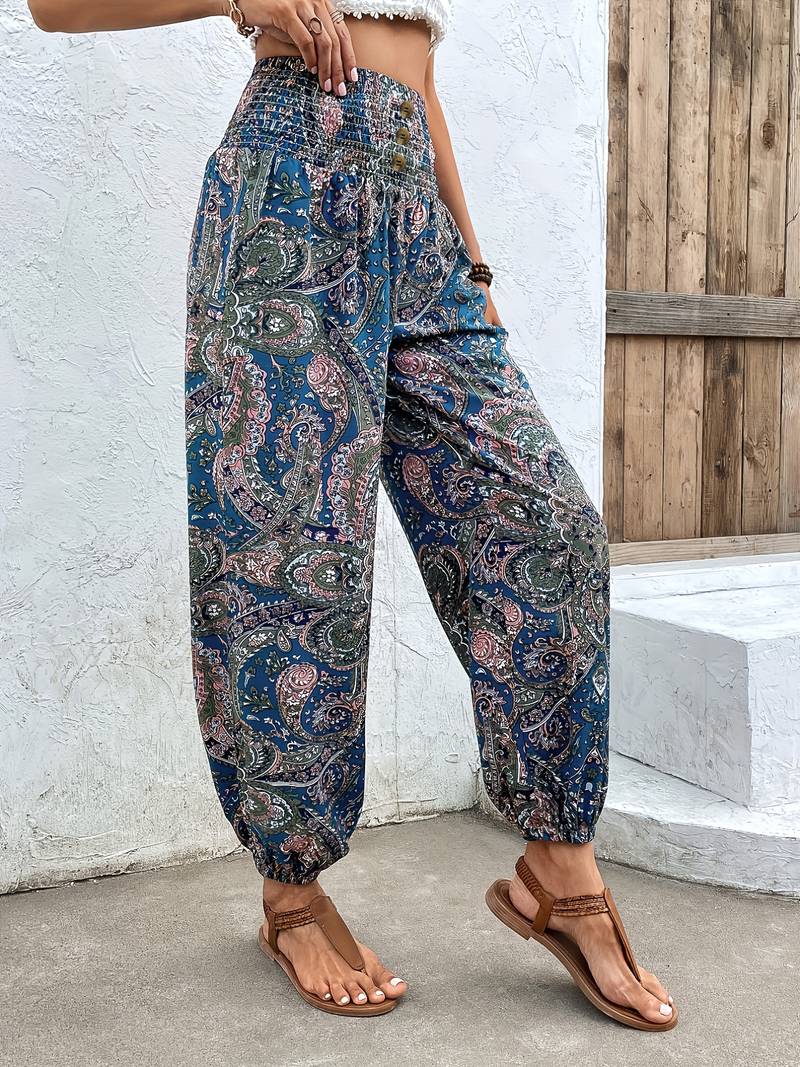 Farbenfrohe Damen-Hose mit Trend-Druck
