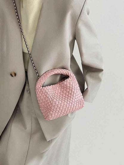 Kleine Geflochtene Handtasche Weich Optik