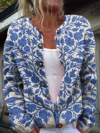 Strickjacke Damen Floral Elegant Style - IdealeKleiden