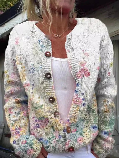 Strickjacke Damen Floral Elegant Style