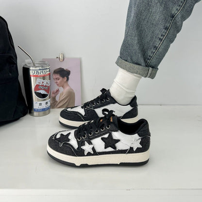 Retro Sneaker Jeans Stern Muster Frauen