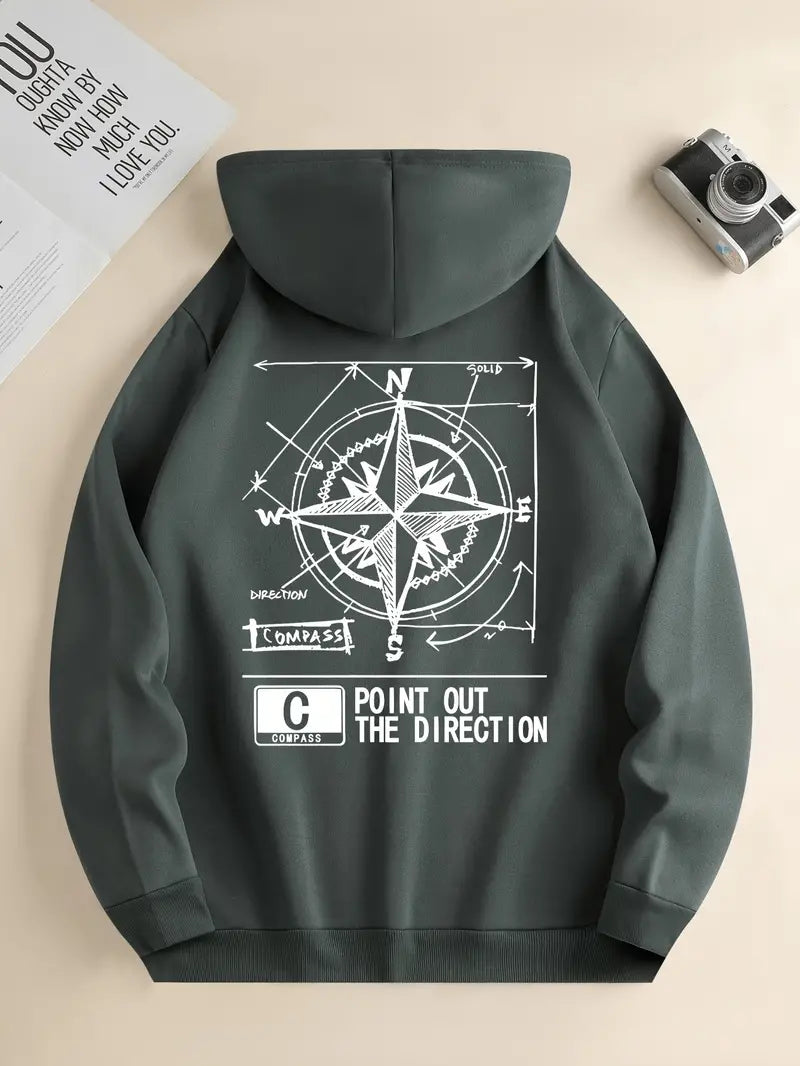 Herren Pullover Kapuze Sportlich Druck - IdealeKleiden