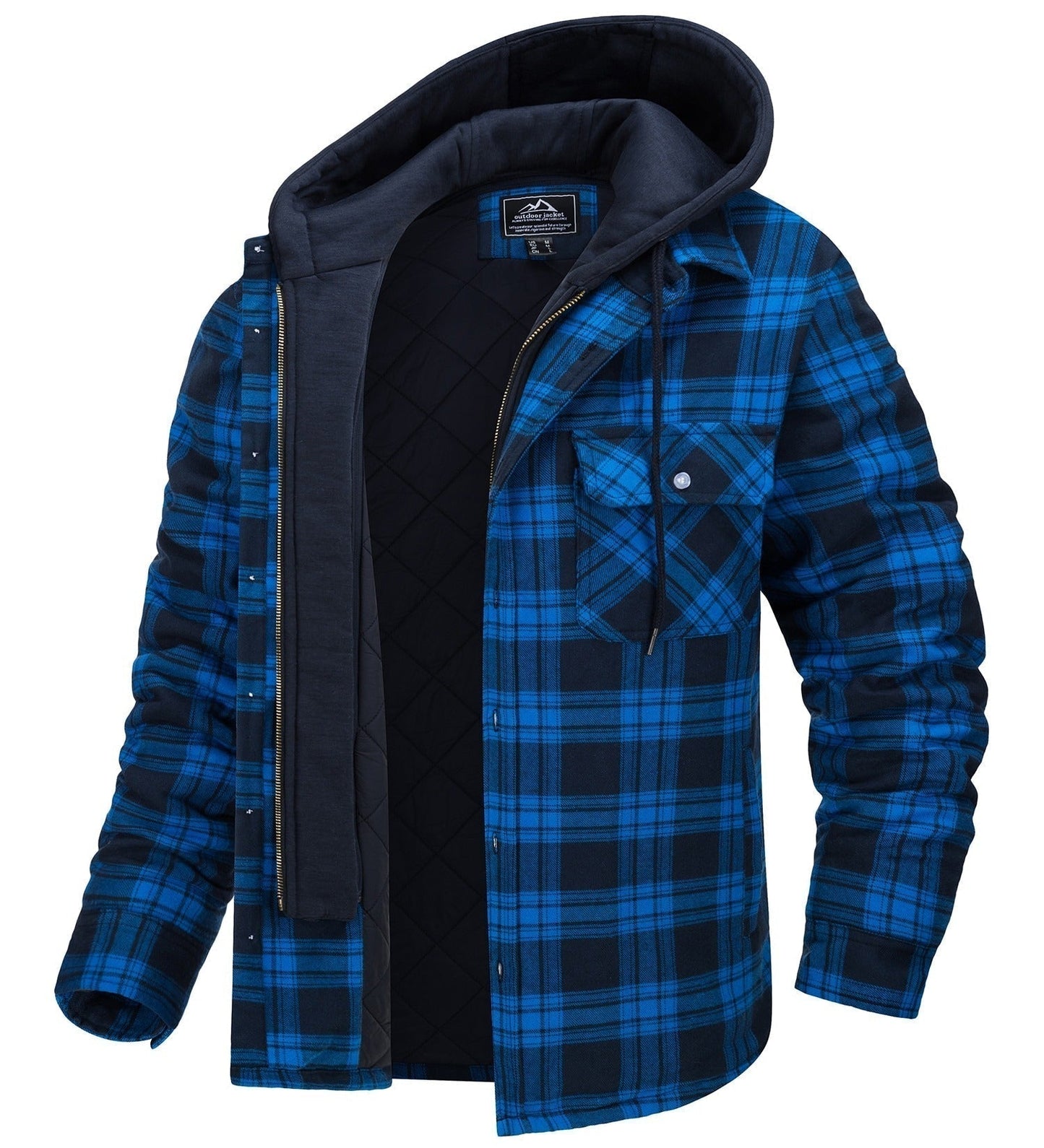 Karierte Herren Weste Hoodie Warm gefüttert