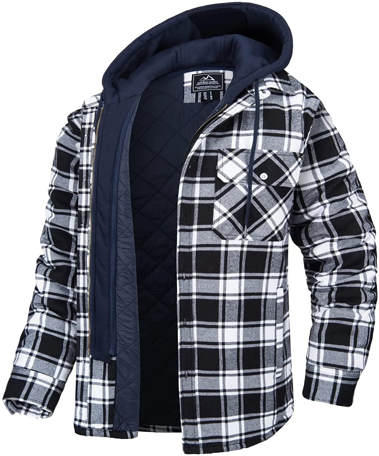 Karierte Herren Weste Hoodie Warm gefüttert