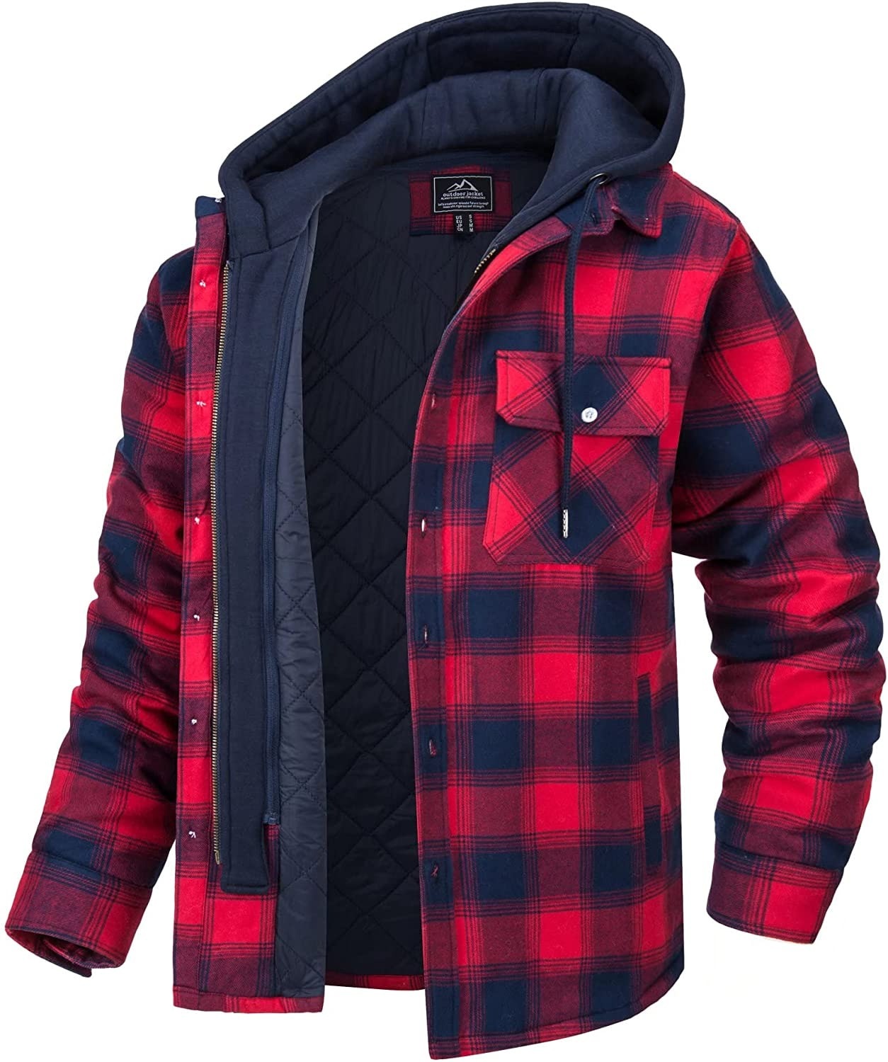 Karierte Herren Weste Hoodie Warm gefüttert