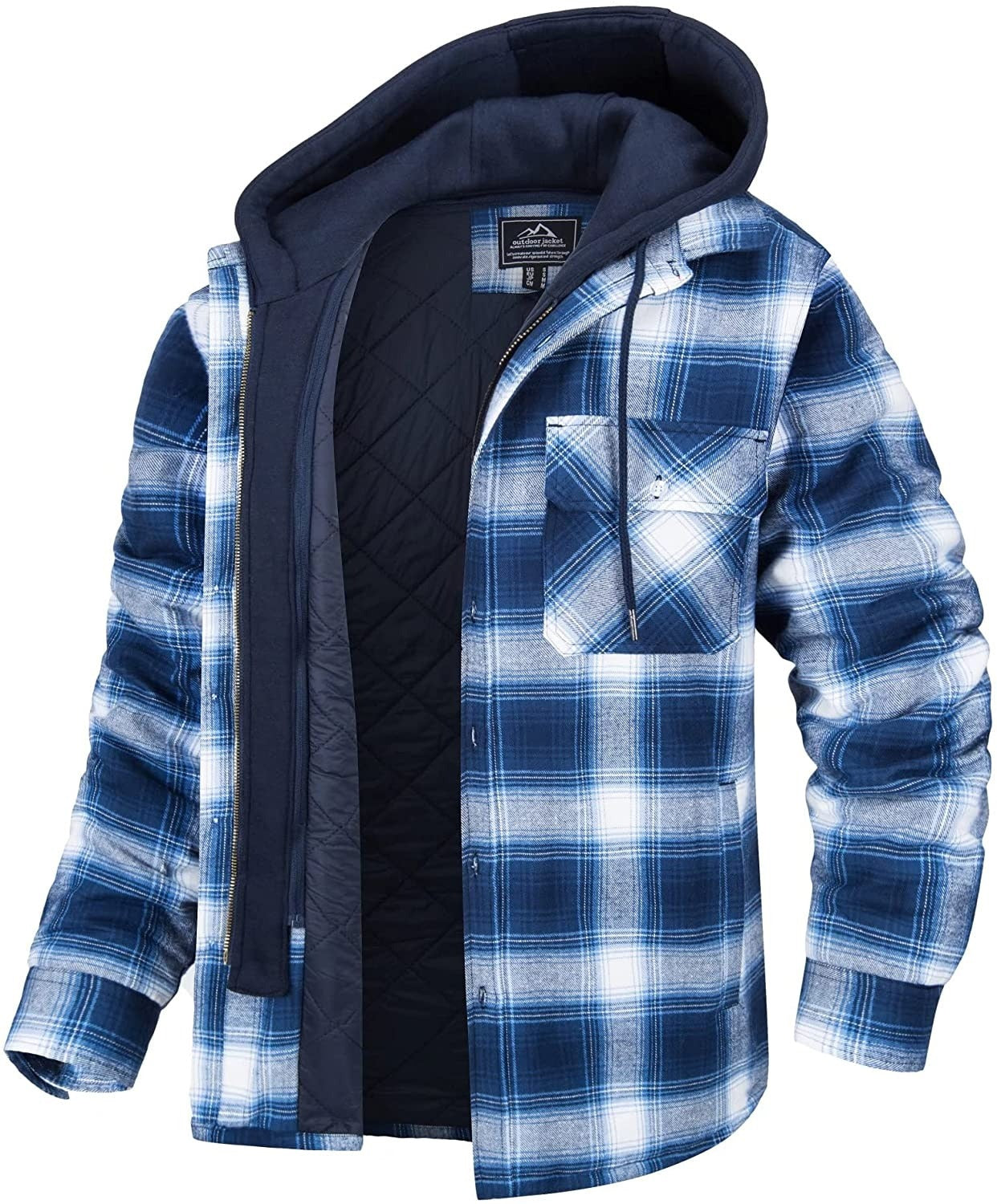 Karierte Herren Weste Hoodie Warm gefüttert