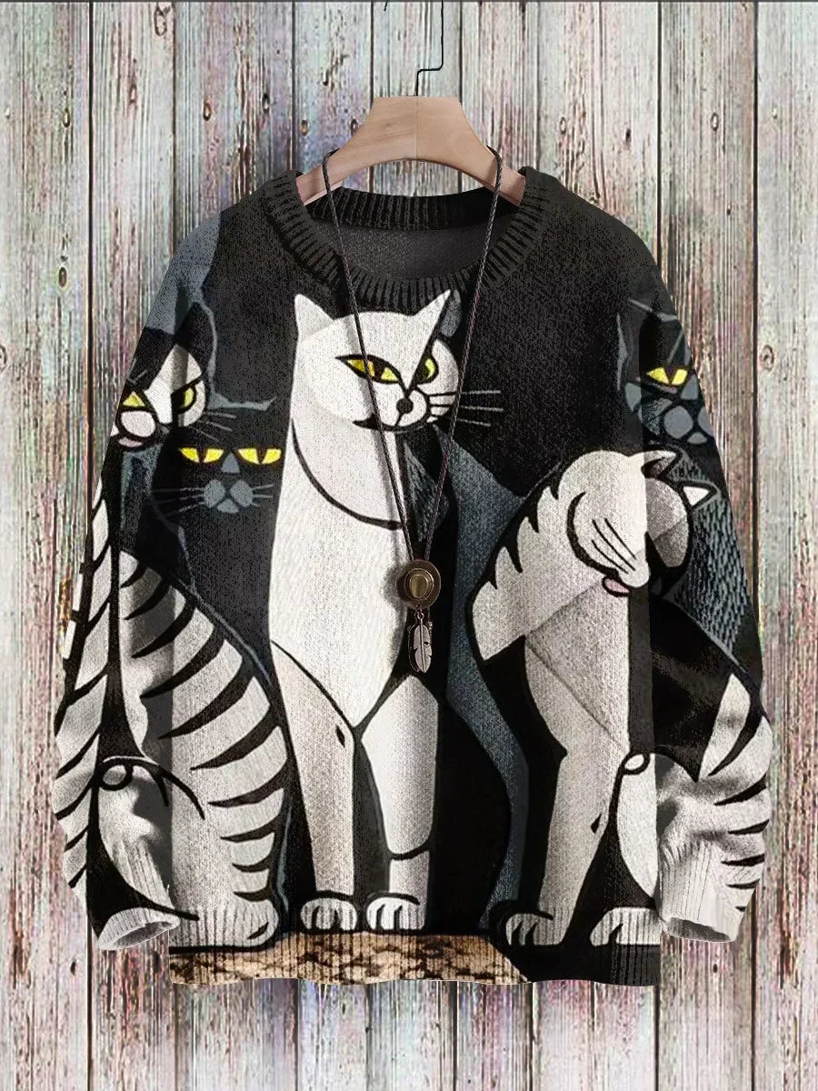 Katzenpullover Damen Fröhlich Farben