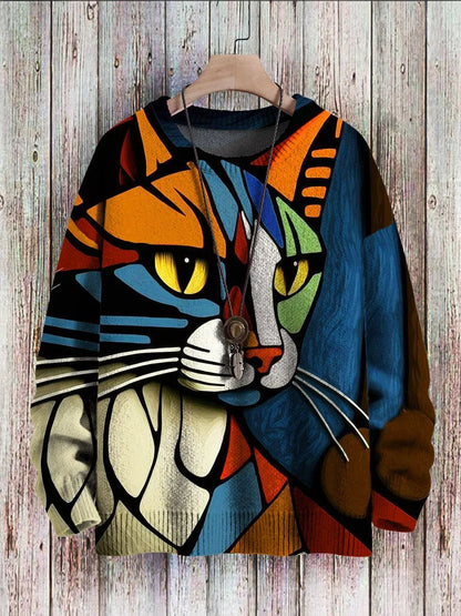 Katzenpullover Damen Fröhlich Farben
