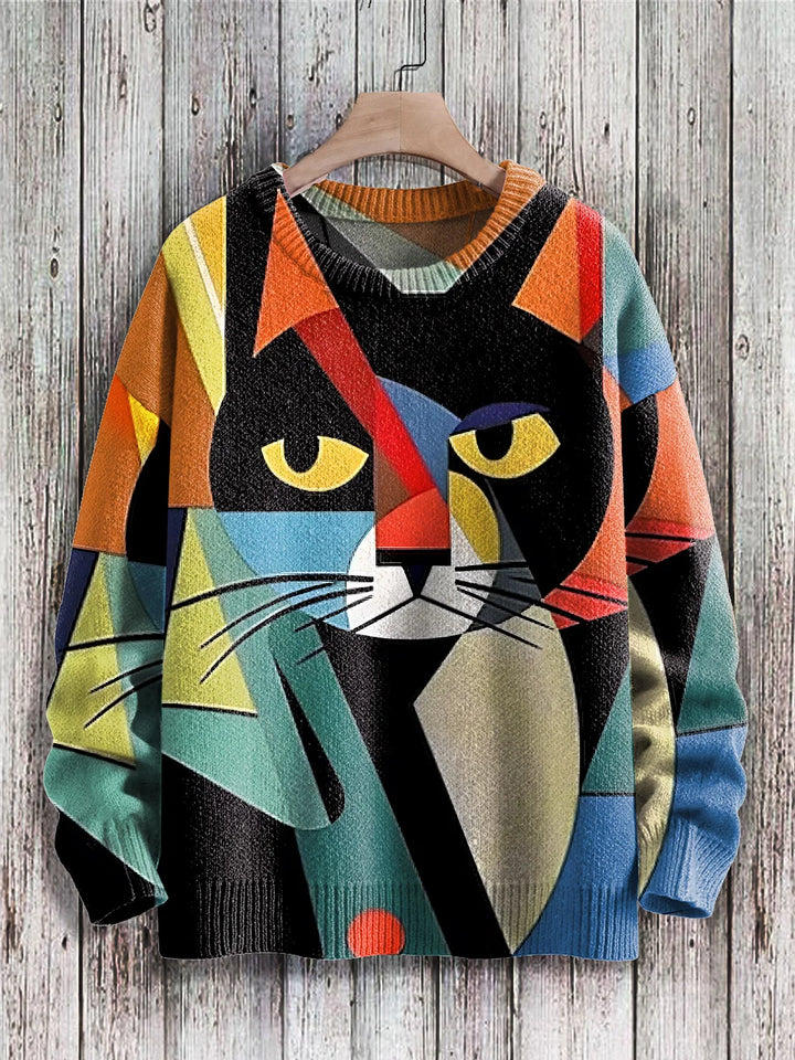 Katzenpullover Damen Fröhlich Farben