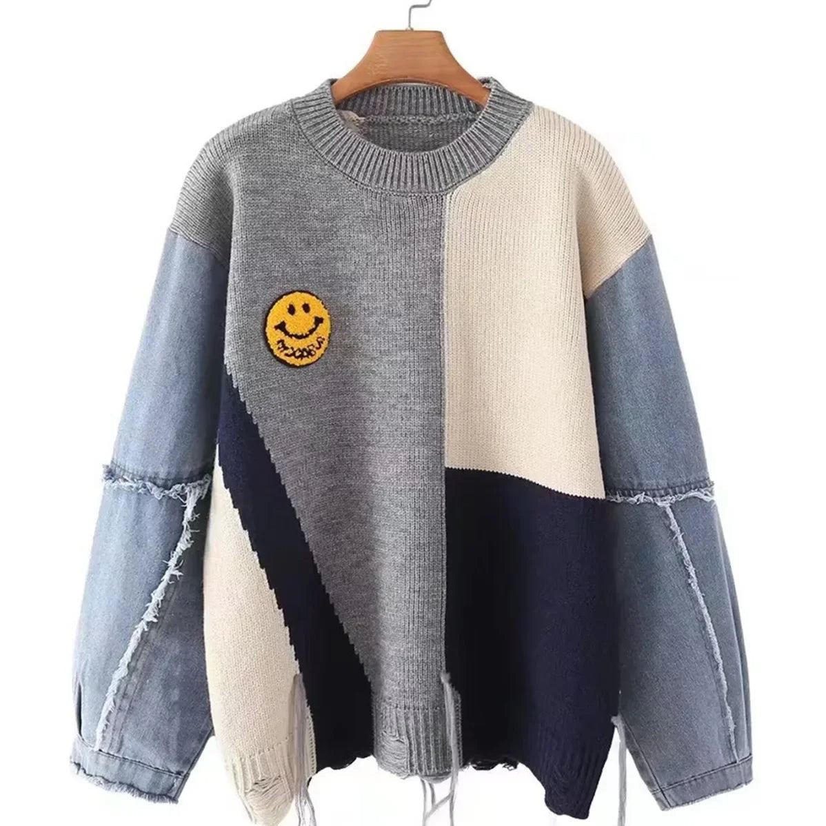 Bunte Damenpullover Patchwork Style