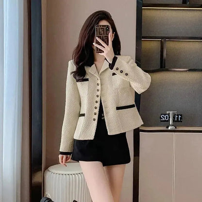 Stilvolle Damenjacke Tweed mit Doppelotaschen