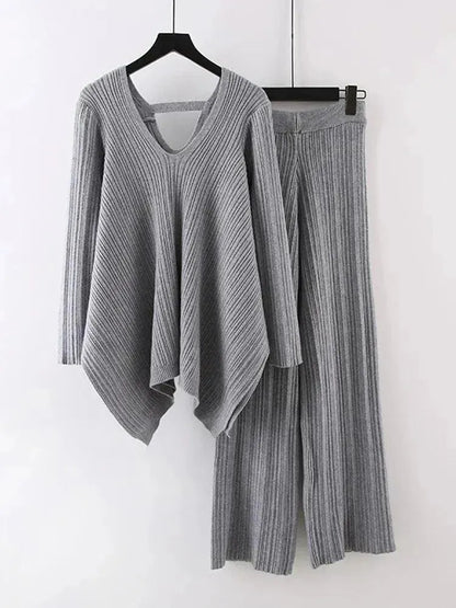 Frauen Pullover Set Gelb Zweiteilig Casual