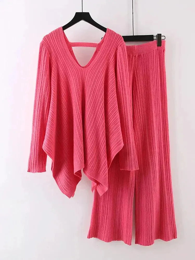 Frauen Pullover Set Gelb Zweiteilig Casual