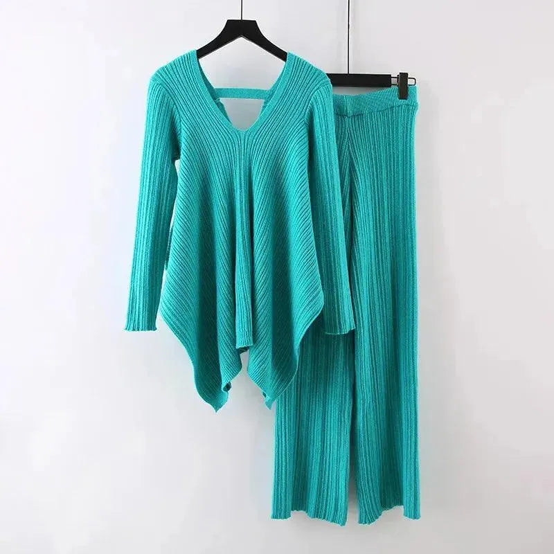 Frauen Pullover Set Gelb Zweiteilig Casual