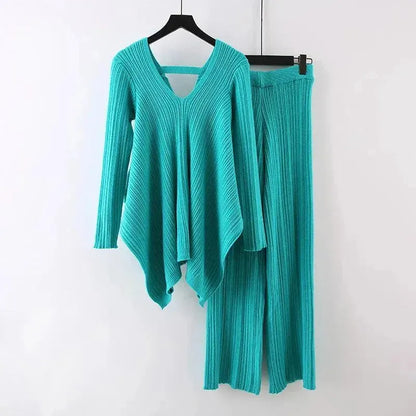 Frauen Pullover Set Gelb Zweiteilig Casual