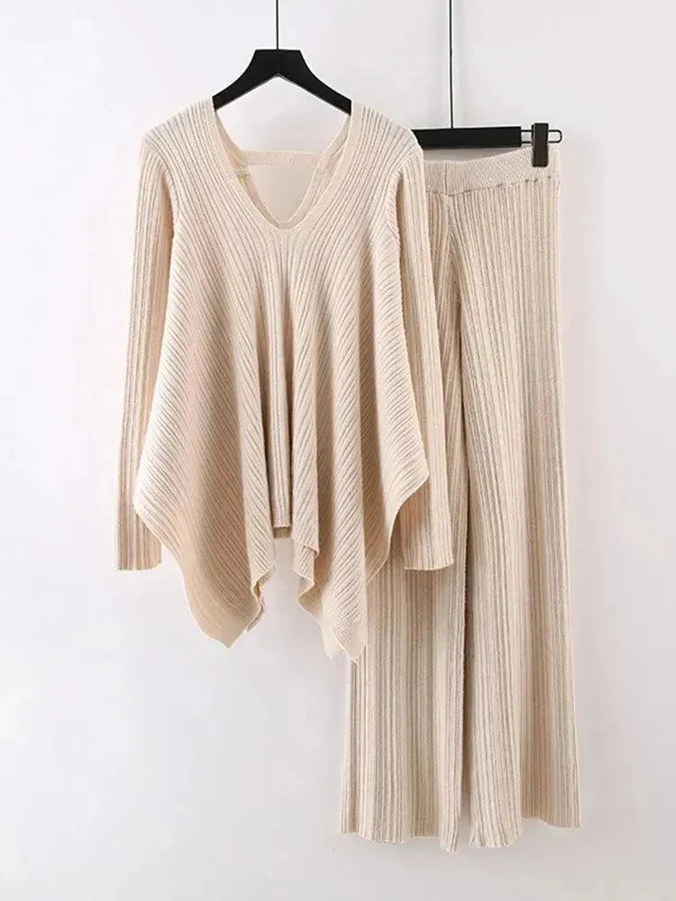 Frauen Pullover Set Gelb Zweiteilig Casual