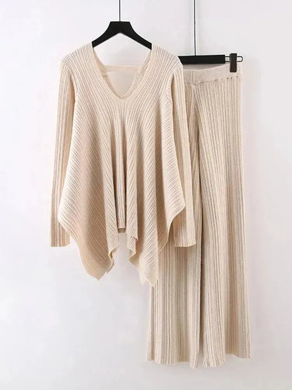 Frauen Pullover Set Gelb Zweiteilig Casual