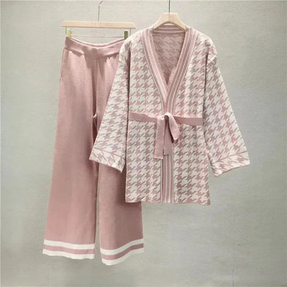 Frauen Zweiteiler Set Geometrisch V-Ausschnitt Kleid