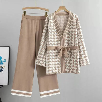 Frauen Zweiteiler Set Geometrisch V-Ausschnitt Kleid