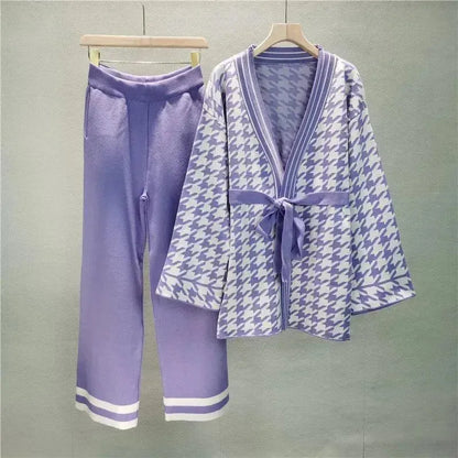 Frauen Zweiteiler Set Geometrisch V-Ausschnitt Kleid