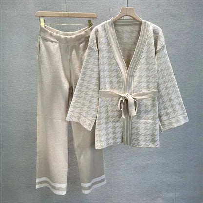 Frauen Zweiteiler Set Geometrisch V-Ausschnitt Kleid