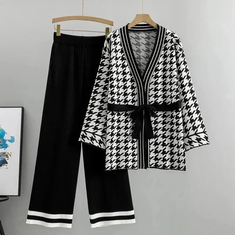 Frauen Zweiteiler Set Geometrisch V-Ausschnitt Kleid - IdealeKleiden