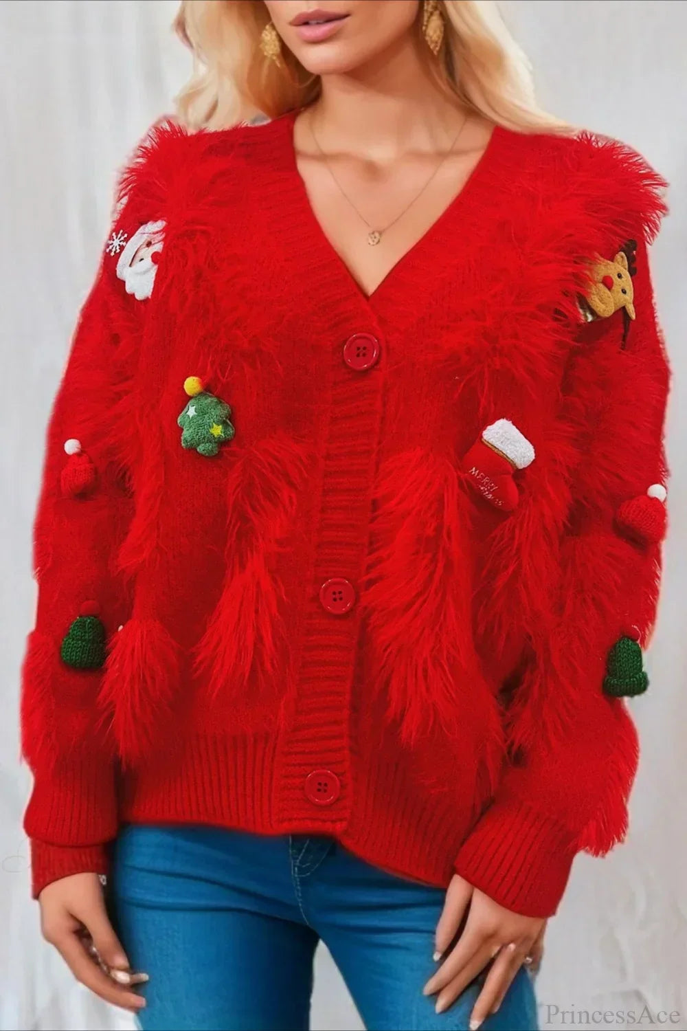Weihnachtspullover Mink Fleece 3D Effekt