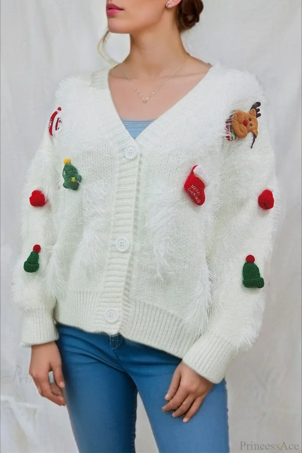 Weihnachtspullover Mink Fleece 3D Effekt