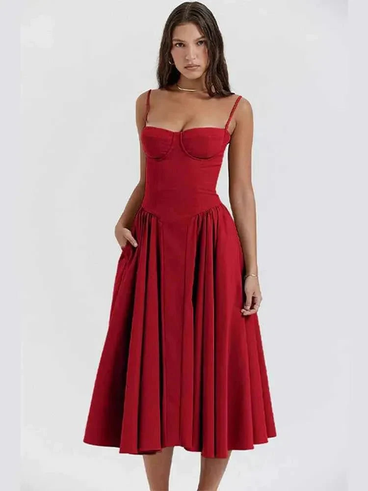 Elegantes Midikleid mit Korsage-Oberteil und Rock