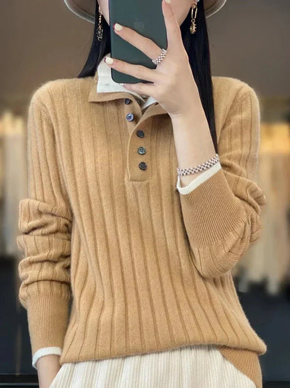 Stylischer Pullover Umlegekragen Modern