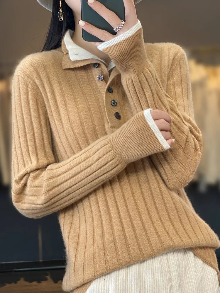 Stylischer Pullover Umlegekragen Modern - IdealeKleiden