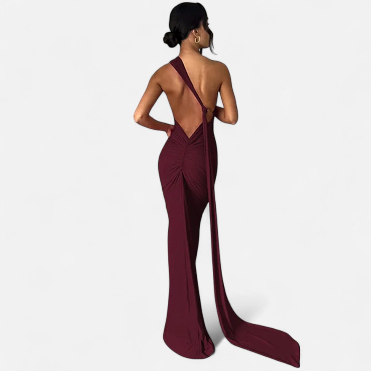 Damen Maxikleid Elegantes Schulterfrei Design