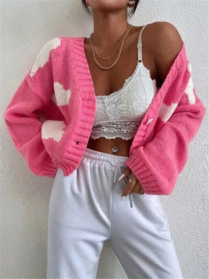 Stilvolle Damenstrickjacke Kurz Pullover